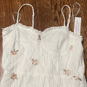 KIRIOUS LOS ANGELES Embroidered White Midi Dress